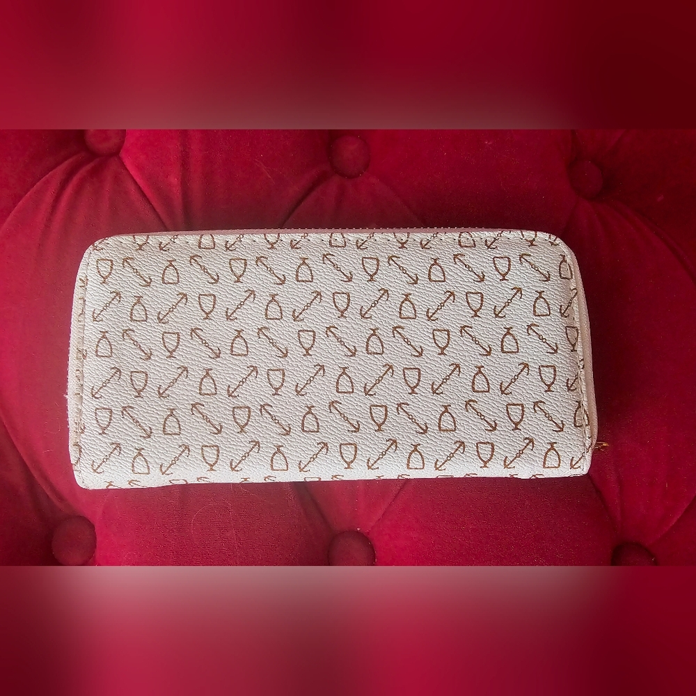 New Cream fishbone and arrow zipper slot wallet 8 card slots